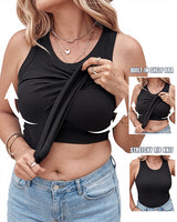 Women Ribbed Built in Bra Tank Tops