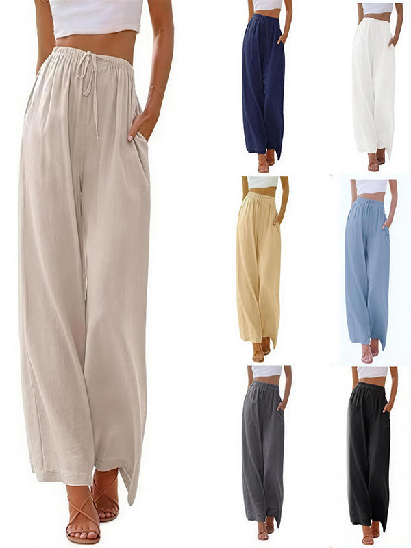 Women's Linen Palazzo Pants with Pockets