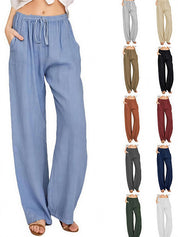 Women's Linen Palazzo Pants with Pockets