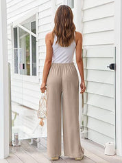Women's Linen Palazzo Pants with Pockets
