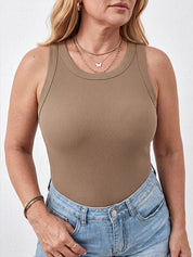 Women Ribbed Built in Bra Tank Tops