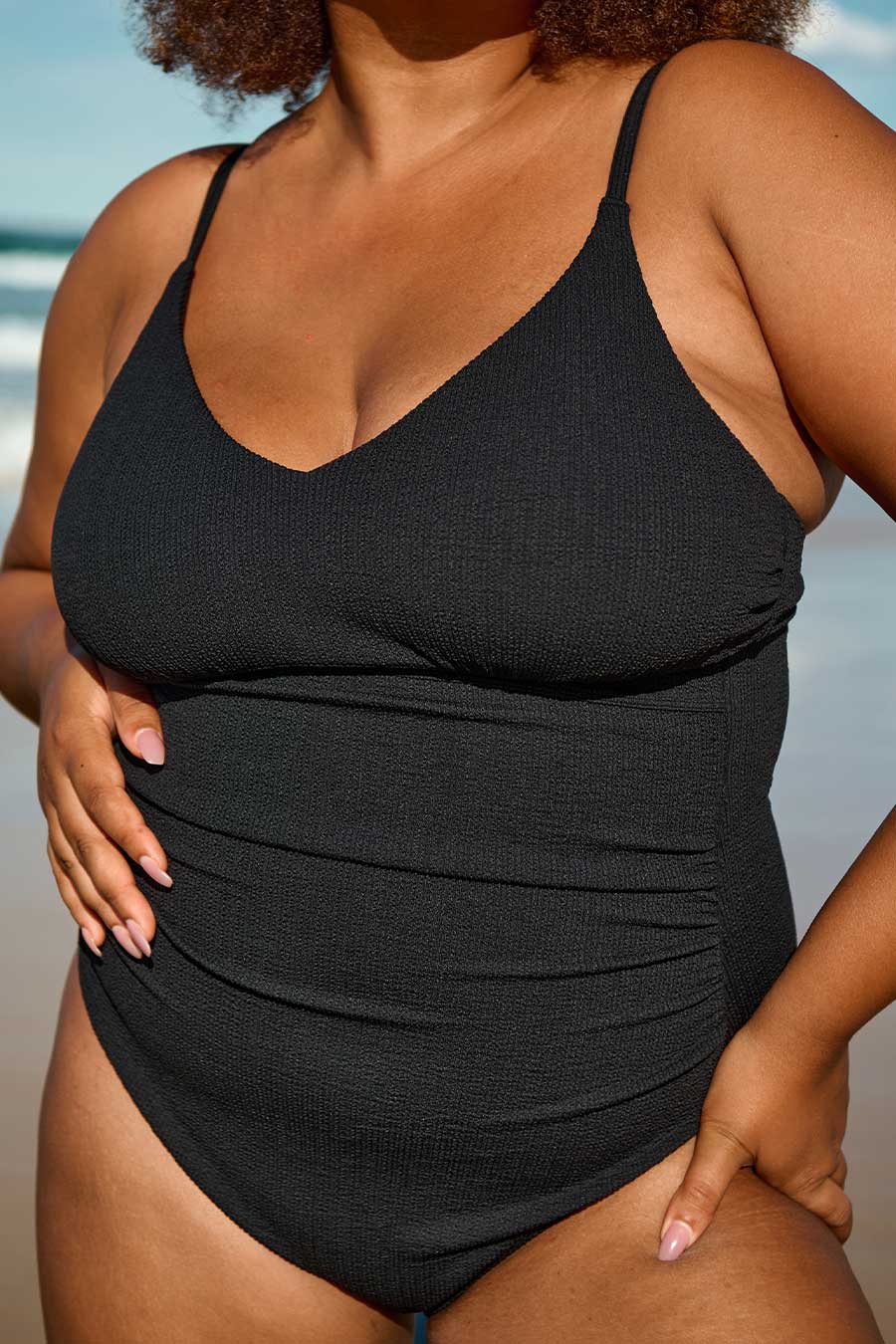 Halter Neck Deep V One Piece Swimsuit