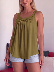 Solid Color Pleated Tank Top