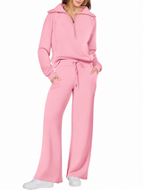 Women's 2 Piece Half-Zip Lounge Set & Wide Leg Pants Sweatsuit