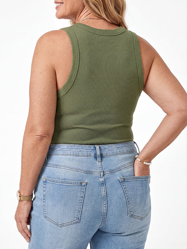 Women Ribbed Built in Bra Tank Tops