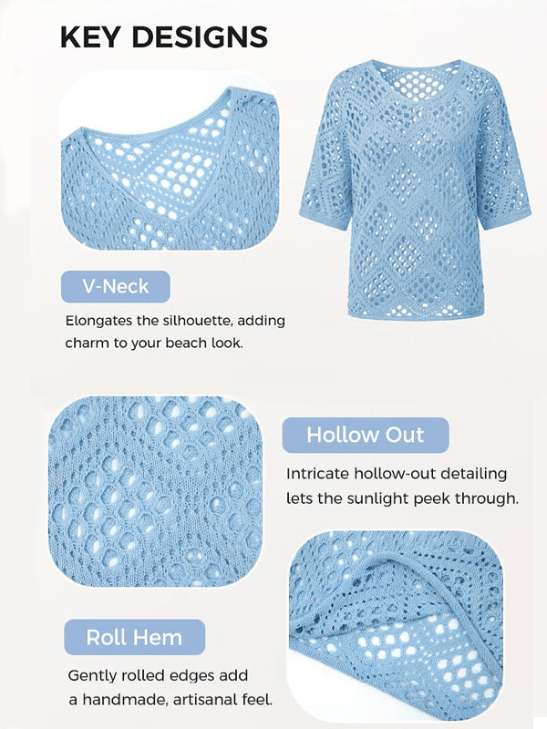 Women's Crochet Top with V-Neck
