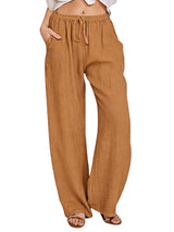 Women's Linen Palazzo Pants with Pockets