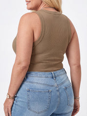 Women Ribbed Built in Bra Tank Tops