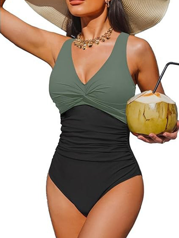 V Neck Control Slimming One Piece Swimsuit