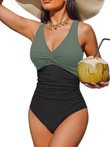 V Neck Control Slimming One Piece Swimsuit