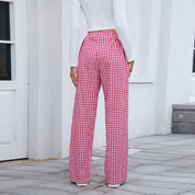 Women’s High-Waisted Plaid Wide-Leg Casual Pants