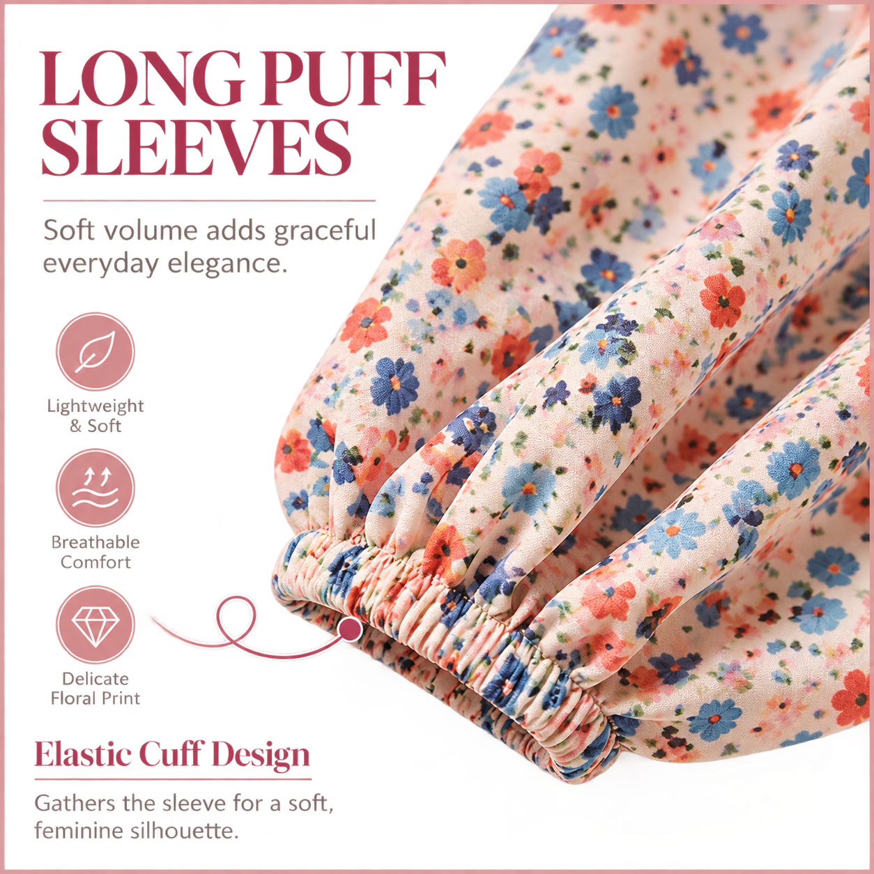 Long Puff Sleeves with Elastic Cuffs