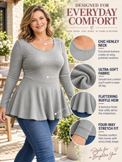 Plus Size Ruffle Hem Fitted Waist Peplum Top