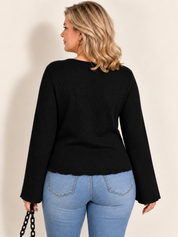 Elegant Front Tie Ribbed Knit Top