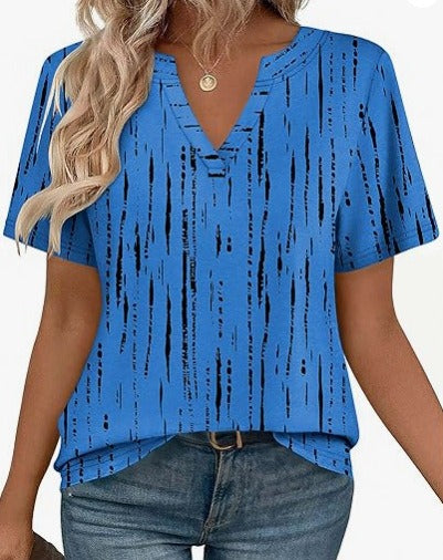 Summer V-neck Printed Shirt For Women