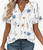 Summer V-neck Printed Shirt For Women