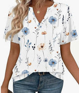 Summer V-neck Printed Shirt For Women