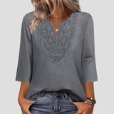 V-neck Loose-fitting T-shirt With Lace Trim