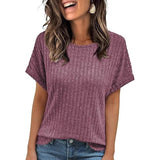 Women's Crew Neck Ribbed Short Sleeve T-Shirt