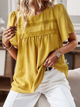 Solid Color Crew Neck Short-sleeved Top