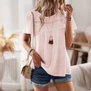 Solid Color Crew Neck Short-sleeved Top