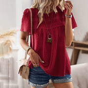 Solid Color Crew Neck Short-sleeved Top