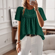 Solid Color Crew Neck Short-sleeved Top