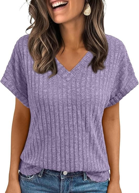 Short-sleeved Casual V-neck Pullover T-shirt