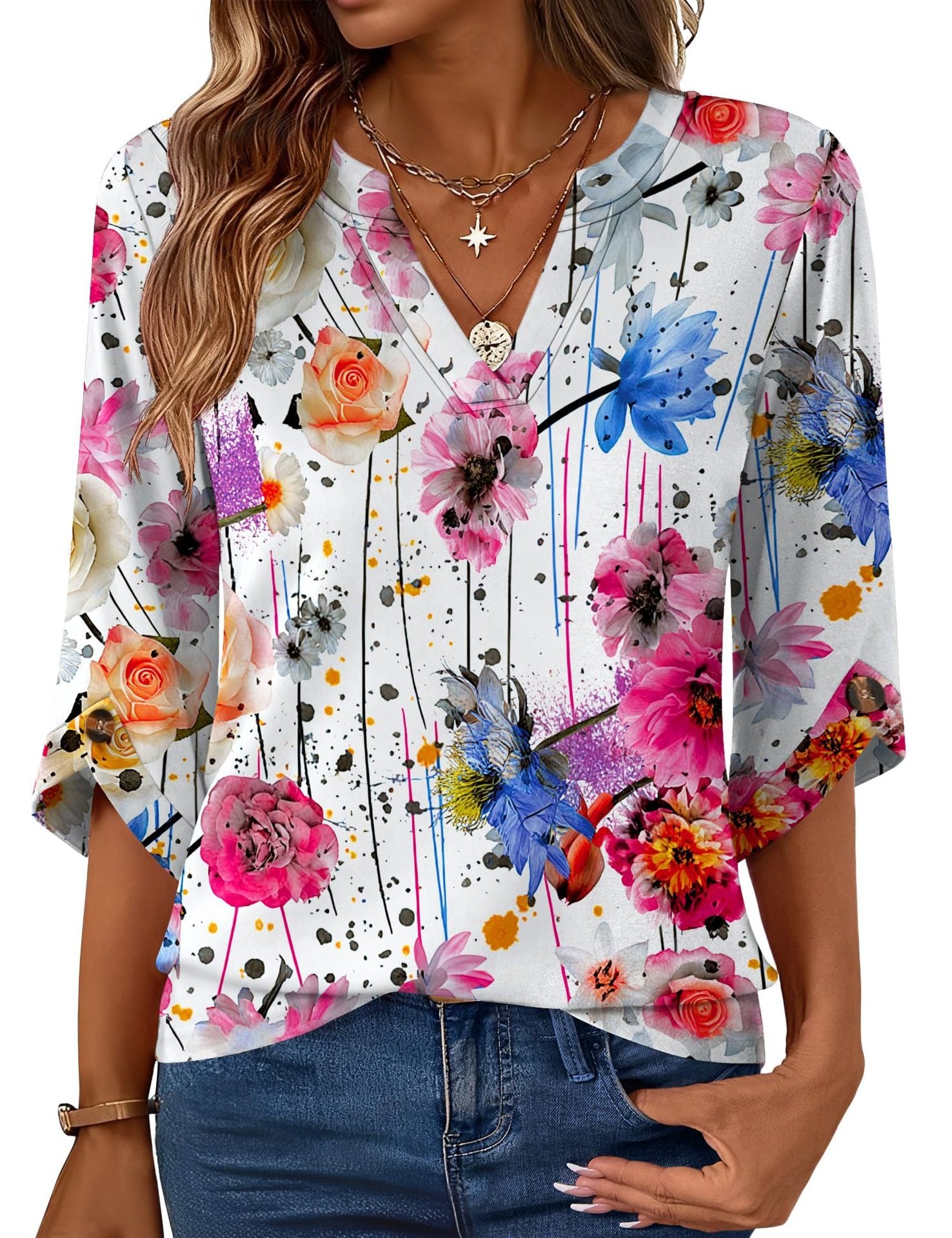 Geometric Print Loose Top
