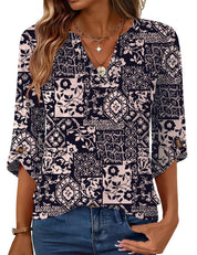 Geometric Print Loose Top