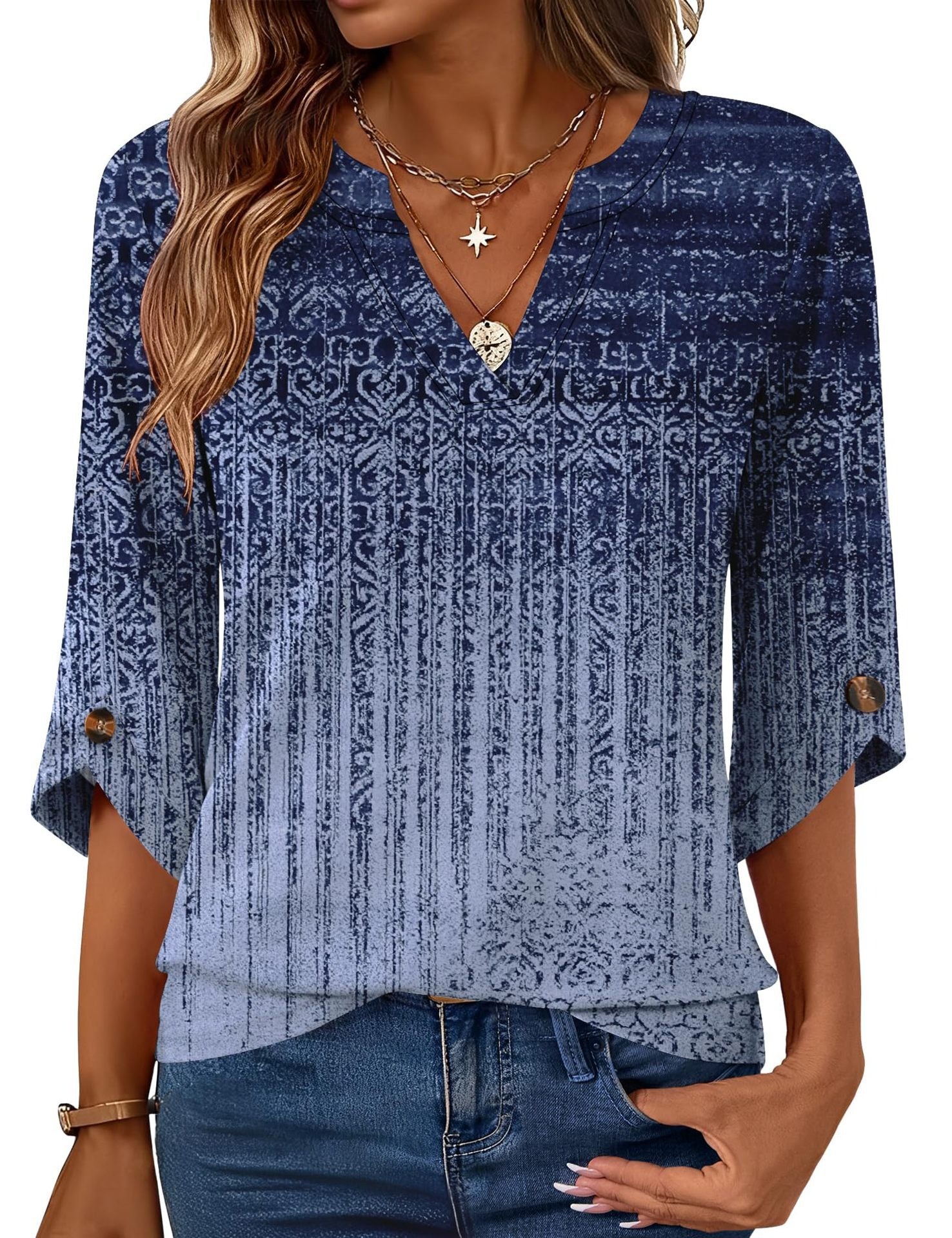 Geometric Print Loose Top
