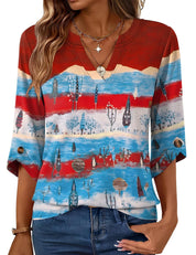 Geometric Print Loose Top