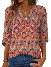 Geometric Print Loose Top