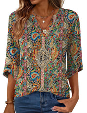 Geometric Print Loose Top