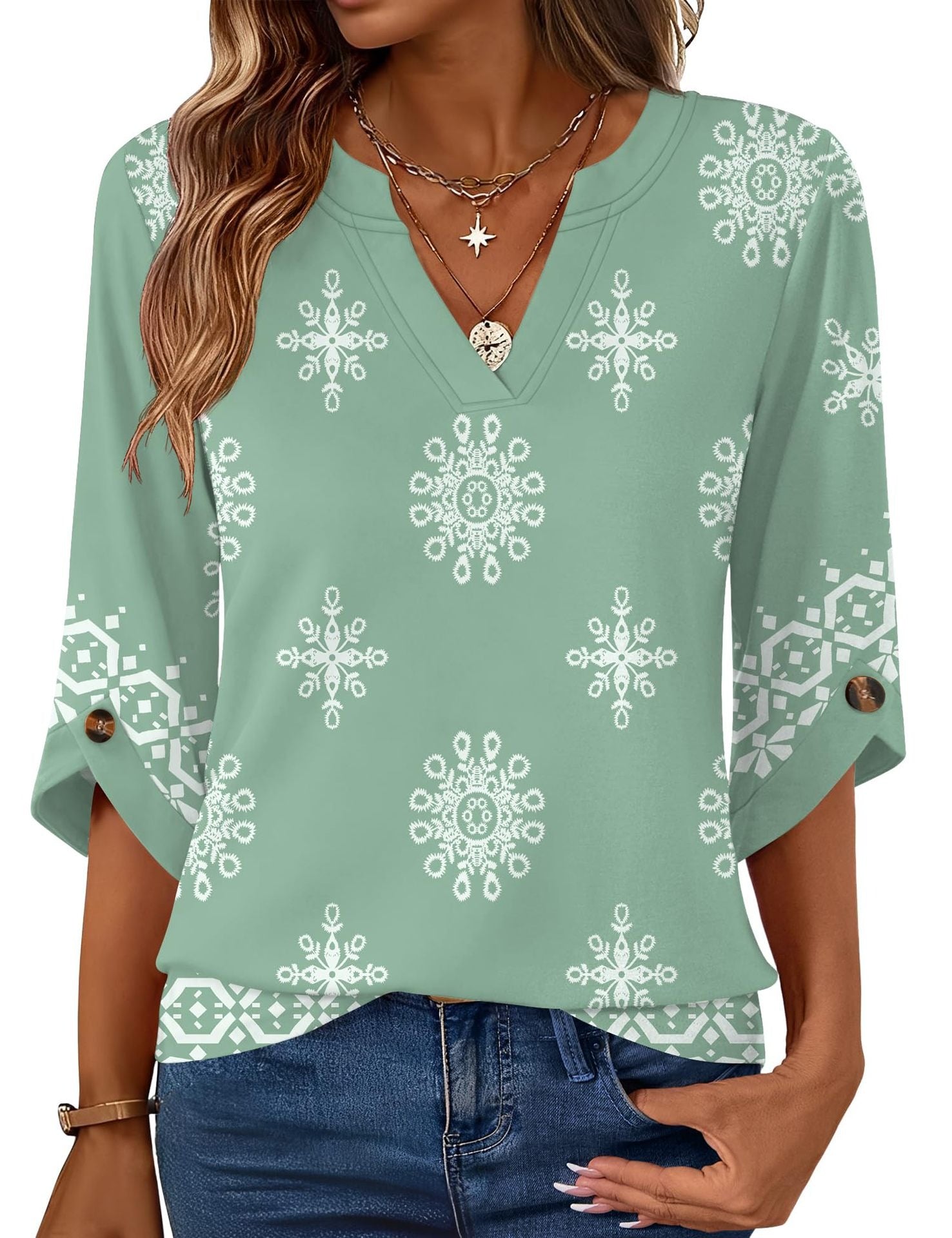 Geometric Print Loose Top