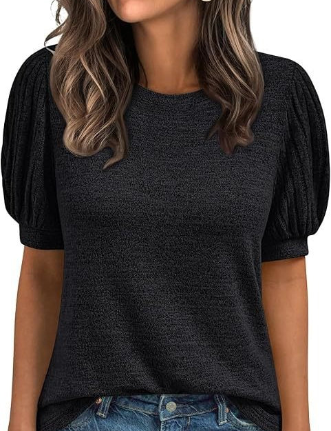 Women's Round Neck Loose Short-sleeved Top
