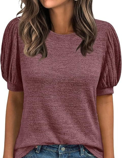 Women's Round Neck Loose Short-sleeved Top