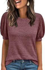 Women's Round Neck Loose Short-sleeved Top
