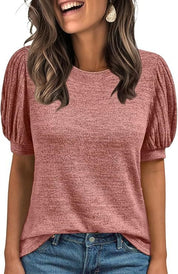 Women's Round Neck Loose Short-sleeved Top