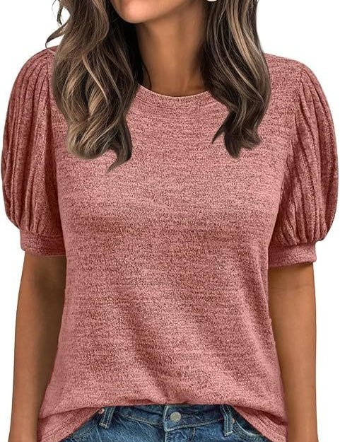 Women's Round Neck Loose Short-sleeved Top
