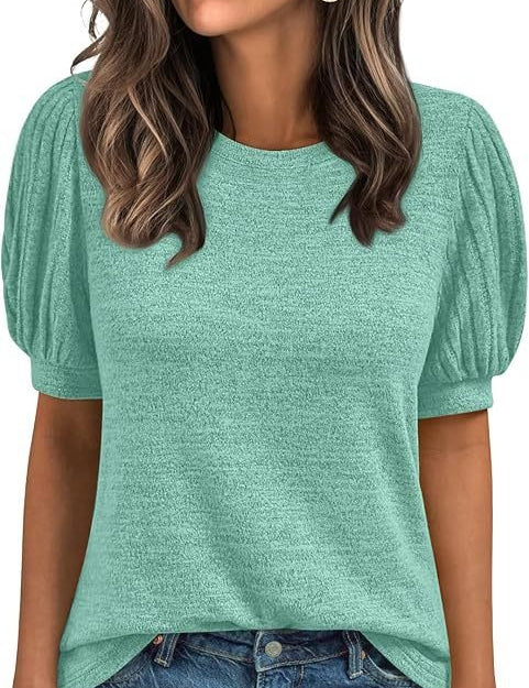 Women's Round Neck Loose Short-sleeved Top