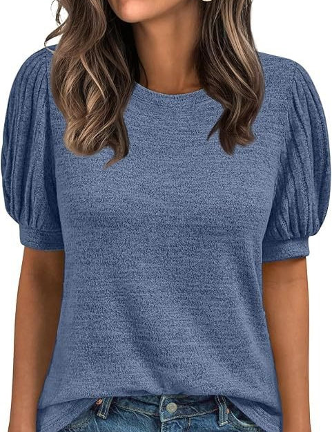 Women's Round Neck Loose Short-sleeved Top