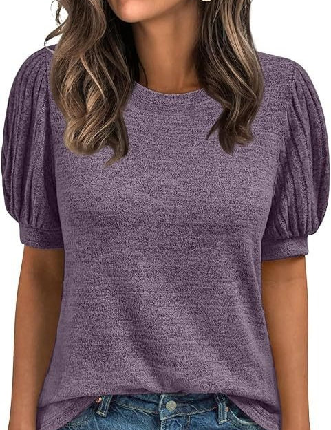 Women's Round Neck Loose Short-sleeved Top