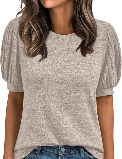 Women's Round Neck Loose Short-sleeved Top