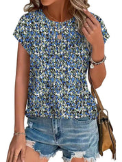 Floral Print Crew Neck Short Sleeve T-Shirt