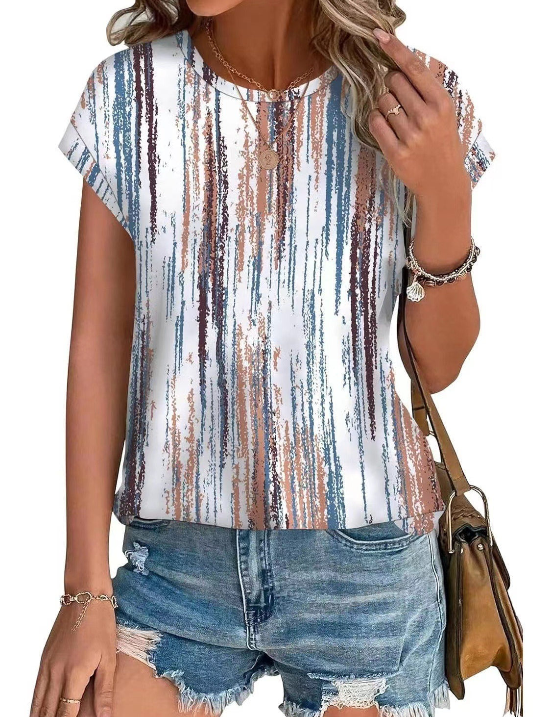 Floral Print Crew Neck Short Sleeve T-Shirt