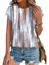 Floral Print Crew Neck Short Sleeve T-Shirt
