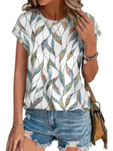 Floral Print Crew Neck Short Sleeve T-Shirt