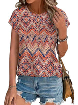 Floral Print Crew Neck Short Sleeve T-Shirt