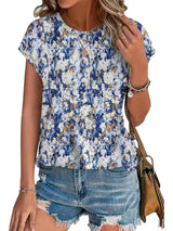 Floral Print Crew Neck Short Sleeve T-Shirt